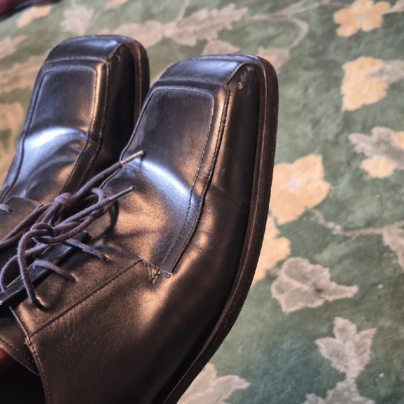 Cesare Paciotti Black Leather Lace-Up Square-Toe Oxfords main image 4